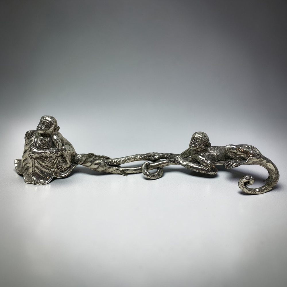 Vintage 2003 Arthur Court Monkey Candle Snuffer Silver Aluminum Whimsical Jungle